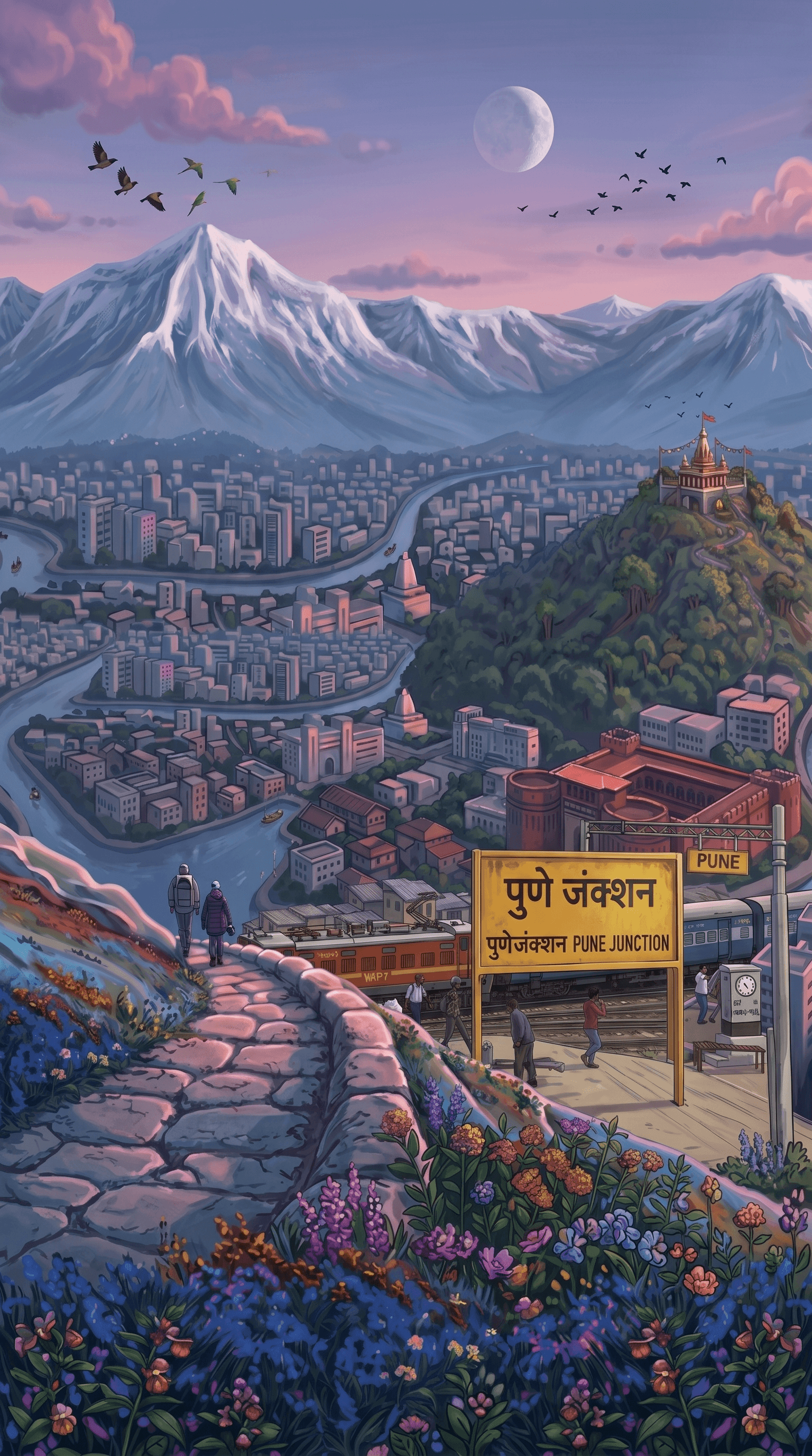 Pune Junction - day illustration