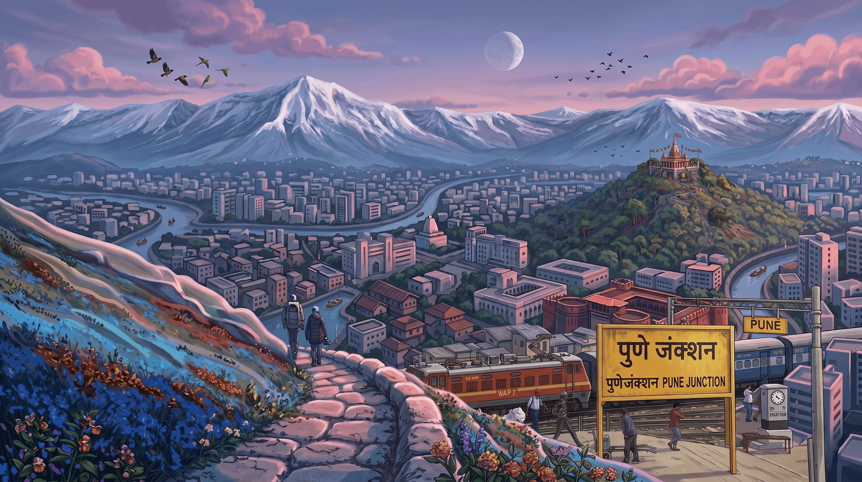Pune Junction - day illustration